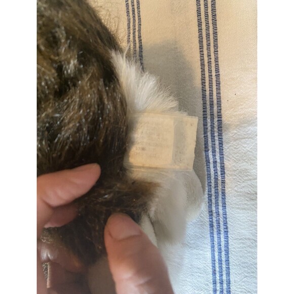 Unknown Cat Stuffed Animal Plush Fluffy Tail Brown White 10" - Picture 8 of 12